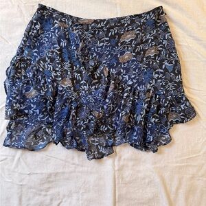 Free People Blue and Black Floral Skirt
